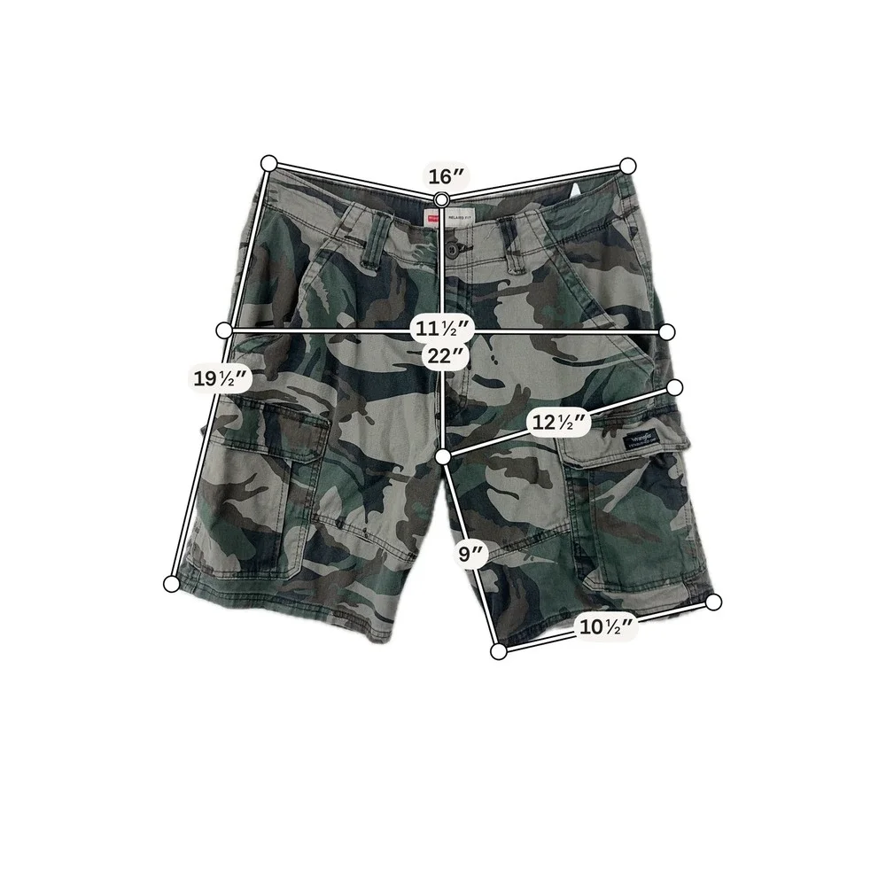 Wrangler Cargo Shorts Mens Relaxed Fit 33 Camo Green Utility Cotton Camouflage
